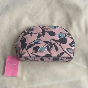 Kate Spade Pink and Black Floral Cosmetic Bag